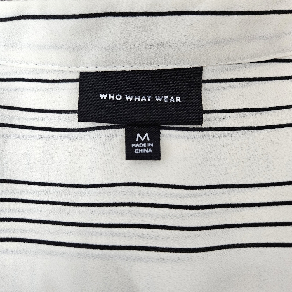 Who What Wear Striped Chiffon Button Down Blouse Size‎ Medium Women's Top - Picture 8 of 10